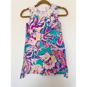 Lilly Pulitzer Girls Classic Shift Dress Pink Blue 8